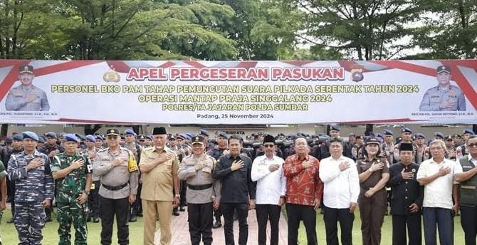 Wakil Ketua DPRD Sumbar Evi Yandri Rajo Budiman Hadiri Apel Pasukan di Mapolda Sumbar, Ajak Semua Pihak Sukseskan Pilkada
